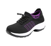 Tenis De Mujer, Ortopédicos Senderismo Zapatos Correr Deportivos Trainers Zapatillas Mujer Casual, Antideslizantes Trekking Elegantes Bambas Plataforma Sneakers púrpura Oscuro 37