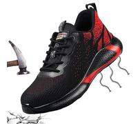 Tenis de Seguridad 39 Mujer Hombre Zapatillas de Trabajo Zapatos con Puntera de Acero Deportivo Comodas Sneakers de Industria y Construcción para Verano Rojo 226
