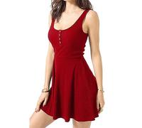 Tenis Deportes Tanque Vestido Mujer sin Mangas con Volantes Mini Vestido sin Mangas Elegante Color sólido Vestido de Fiesta