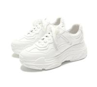 Tenis gruesos blancos para mujeres y niñas, cómodos zapatos de plataforma para caminar con suela gruesa para viajes y regalo, Blanco, 38 EU