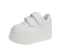 Tenis gruesos blancos para mujeres y niñas, zapatos de plataforma de 2 pulgadas, bonitos y cómodos para uso diario o regalo, Blanco, 4