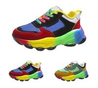 Tenis gruesos para mujer, con plataforma con cordones, estilo retro, con bloques de color, informales, cómodos, ligeros, de cuña, para caminar, para exteriores, antideslizantes, con soporte para el