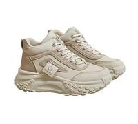 Tenis gruesos para mujer, zapatos para caminar con suela de 1.8 pulgadas de grosor, cómodos y versátiles, Beige High-Top, 37.5 EU