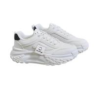 Tenis gruesos para mujer, zapatos para caminar con suela de 1.8 pulgadas de grosor, cómodos y versátiles, Blanco caña baja, 38 EU