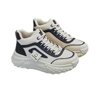 Tenis gruesos para mujer, zapatos para caminar con suela de 1.8 pulgadas de grosor, cómodos y versátiles, Color negro y beige, 37 EU