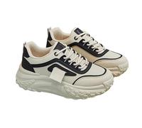 Tenis gruesos para mujer, zapatos para caminar con suela de 1.8 pulgadas de grosor, cómodos y versátiles, Parte superior baja negra y beige, 37.5 EU