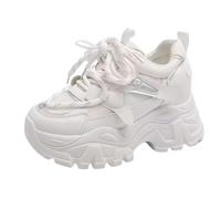 Tenis gruesos para mujeres y niñas, con plataforma de 2.5 pulgadas, a la moda, ligeros y cómodos, Blanco, 38 EU