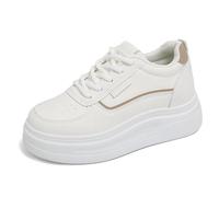 Tenis gruesos para mujeres y niñas, con plataforma de 2 pulgadas, ligeros, para viajes y regalo, Blanco roto y caqui, 35 EU