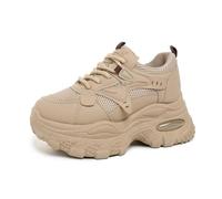 Tenis gruesos para mujeres y niñas, zapatos de caminar con plataforma de 2 pulgadas para viajes y regalos, cómodos y ligeros, Caqui, 37.5 EU