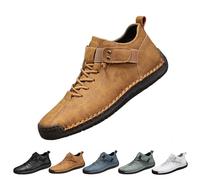 Tenis ortopédicos de cuero para hombre, informales, ligeros, sin cordones, para exteriores, senderismo, botas planas, antideslizantes, para caminar y conducir, Brown, 46 EU