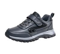 Tenis ortopédicos para caminar para hombre, tenis deportivos de moda para otoño, zapatos deportivos planos, antideslizantes, cómodos, de piel de color sólido, gris, 39 1/3 EU