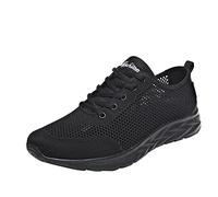 Tenis ortopédicos para caminar para hombre, tenis deportivos para hombre, cómodos, modernos, informales, transpirables, ligeros, color sólido, para verano y otoño, zapatos de malla para caminar, Black