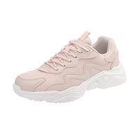 Tenis para mujer, con cordones, gruesos, ligeros, cómodos, de malla, transpirables, para correr, entrenamiento, soporte de arco, minimalistas, color sólido, tenis para correr por carretera, Pink, 39.5