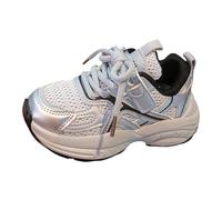 Tenis para niños, antideslizantes, ligeros, transpirables, para correr, caminar, niñas de 3 a 12 años, Silver, 30 EU