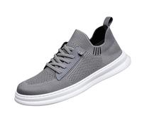 Tenis planos casuales de malla para hombre, transpirables, para correr, color sólido, sin cordones, con parte inferior plana, ligeros, para caminar, senderismo, antideslizantes, para correr, gris, 42