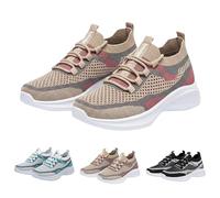 Tenis sin cordones para mujer, de malla transpirable, para gimnasio, antideslizantes, atléticos, para caminar, deportes, informales, ligeros, para correr, Pink, 38 EU