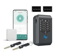 TenixLox Caja de seguridad inteligente para llaves de huellas dactilares al aire libre, contraseña/deslizamiento/llave/aplicación remota, caja de seguridad montada en la pared para el hogar, agentes y