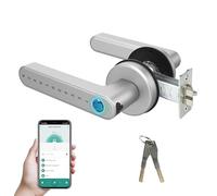 TenixLox Cerradura de puerta inteligente con huellas dactilares, manija biométrica con aplicación Tuya, cerradura de puerta de entrada sin llave para el hogar, dormitorio, hotel, oficina