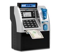 Tenkaybox ATM Bank,Coin Bank,with Password,Digital Display - Coin Bill Slot - Fun Financial Learning for Adult (Black)