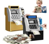 Tenkaybox Hucha Inteligente ATM, Cajero Automático Electrónico con Contraseña, Pantalla Digital, Ranura para Billetes y Monedas, Regalo Educativo para Niños y Adultos (2PCS-A)