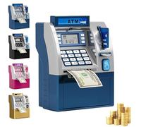 Tenkaybox, Tenkaybox Smart Atm - Hucha electrónica para ahorrar dinero con protección de contraseña, pantalla digital y ranura para monedas/billetes para niños y adultos (azul)
