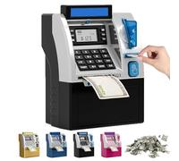 Tenkaybox, Tenkaybox Smart ATM Piggy Bank, Electronic Money Saving Bank with Password, Digital Display & Coin Bill Slot - Fun Financial Learning for Adult (Black)