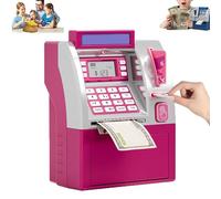Tenkaybox, Tenkaybox Smart ATM Piggy Bank, Electronic Money Saving Bank with Password, Digital Display & Coin Bill Slot for Kids and Adults Fun Financial Learning Gift (Pink)
