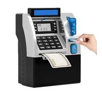 Tenkaybox, Tenkaybox Smart ATM Piggy Bank, Electronic Money Saving Bank with Password, Digital Display & Coin Bill Slot, Balance Calculation Function (Black)