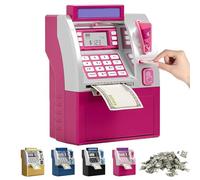 Tenkaybox, Tenkaybox Smart ATM Piggy Bank, Electronic Money Saving Bank with Password, Digital Display & Coin Bill Slot - Fun Financial Learning for Adult (Pink)