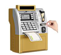 Tenkaybox, Tenkaybox Smart ATM Piggy Bank, Electronic Money Saving Bank with Password, Digital Display & Coin Bill Slot, Balance Calculation Function (Gold)