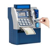 Tenkaybox, Tenkaybox Smart ATM Piggy Bank, Electronic Money Saving Bank with Password, Digital Display & Coin Bill Slot, Balance Calculation Function (Blue)