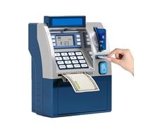 Tenkaybox, Tenkaybox Smart ATM Piggy Bank, Electronic Money Saving Machine with Password Lock, Digital Display & Coin Bill Slot - Fun Financial Learning for Adult (Blue)