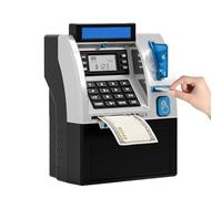 Tenkaybox, Tenkaybox Smart ATM Piggy Bank, Electronic Money Saving Machine with Password Lock, Digital Display & Coin Bill Slot - Fun Financial Learning for Adult (Black)