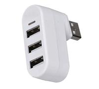 Tenlacum Mini 3 puertos USB 2.0 Splitter Hub Adaptador USB giratorio para PC de escritorio portátil Notebook Blanco