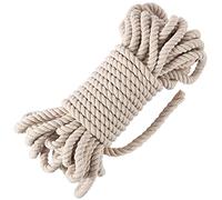 Tenn Well Cordón de algodón de 10 mm, 50 pies de 3 Capas Trenzado de macramé Cuerda de algodón para Manualidades, Colgar en la Pared, colgadores de Plantas, anudación y decoración (Beige)