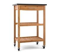 Tennessee Carro de servicio Carro de cocina 4 estantes Madera Granito Móvil