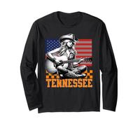 Tennessee Cowgirl Nashville Country Music Fan Guitar US Flag Manga Larga