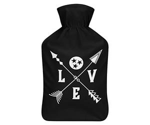 Tennessee Tristar Love Arrows - Botella de agua de goma con cubierta de felpa suave, bolsa de agua caliente para invierno, manos y pies, protección contra el frío, 1000 ml