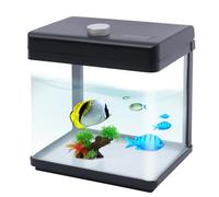 TENNIEX Kit de iniciación de tanque de peces de 1.5 galones, tanque de peces Betta de bajo ruido con luz LED Fil-TER sumergible Pu-mp, tanque de peces pequeño de vidrio, kit de acuario inteligente con
