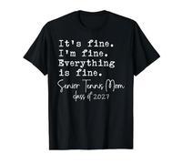 Tennis Mom Its Fine Im Fine Orgullosa Senior Mom 2027 Divertido Camiseta gráfica económica, Hombre, Negro, L