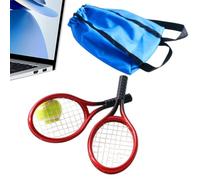 Tennis Racket Set - Mini Sports Ball Toy | 1:12 Scale Model | Realistic ABS Craft Project Accessories, Landscape Cake Topper Decoration, for Desk Shelf Display & Doll House