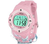 TENOCK Reloj Digital para NiñOs, Reloj Deportivo Led para NiñOs Y NiñAs, Resistente Al Agua, 50 M, Reloj Digital con Alarma, CronóMetro, Regalos para NiñOs De 4 A 12 AñOs (Rosa)