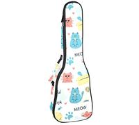Tenor Ukulele Gig Bag impermeable Ukulele Case Mochila acolchada, ideal para concierto soprano (21/23/24 pulgadas) Doodle Cat Meow Word Cartoon Fish