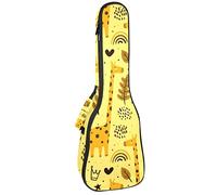 Tenor Ukulele Gig Bag - Mochila acolchada para ukelelele impermeable, ideal para concierto soprano (21/23/24 pulgadas), dibujos animados Doodle jirafa YES corazón amarillo