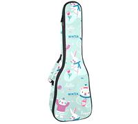 Tenor Ukulele Gig Bag - Mochila acolchada para ukelelele impermeable, ideal para concierto soprano (21/23/24 pulgadas) colorido Doodle pingüino oso conejo palabras