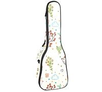 Tenor Ukulele Gig Bag - Mochila acolchada para ukelelele impermeable, ideal para concierto soprano (21/23/24 pulgadas) Doodle Floral Bird Background