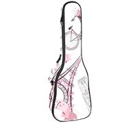 Tenor Ukulele Gig Bag - Mochila acolchada para ukelelele impermeable, ideal para concierto soprano (21/23/24 pulgadas) con patrón romántico de torre Eiffel