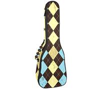 Tenor Ukulele Gig Bag - Mochila acolchada para ukelelele impermeable, ideal para concierto soprano (21/23/24 pulgadas), grunge Argyle, azul, amarillo, marrón, geométrico