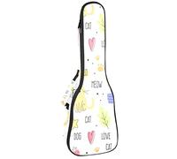 Tenor Ukulele Gig Bag - Mochila acolchada para ukelelele impermeable, ideal para conciertos soprano (21/23/24 pulgadas), coloridos Doodle Cats & Cactus