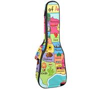 Tenor Ukulele Gig Bag - Mochila acolchada para ukelelele impermeable, ideal para conciertos soprano (21/23/24 pulgadas) America Map District